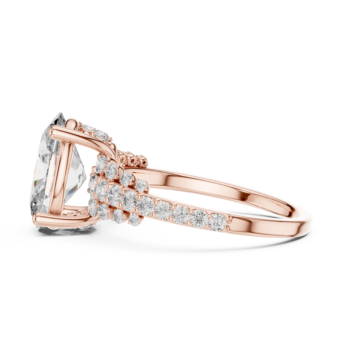 Oval Halo Lab Grown Diamond Floral Engagement Ring