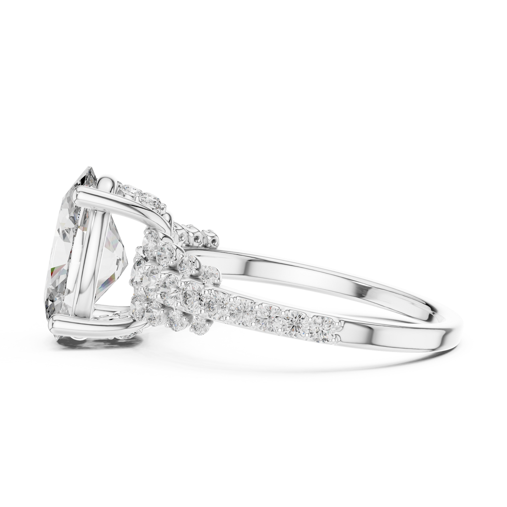 Oval Halo Lab Grown Diamond Floral Engagement Ring