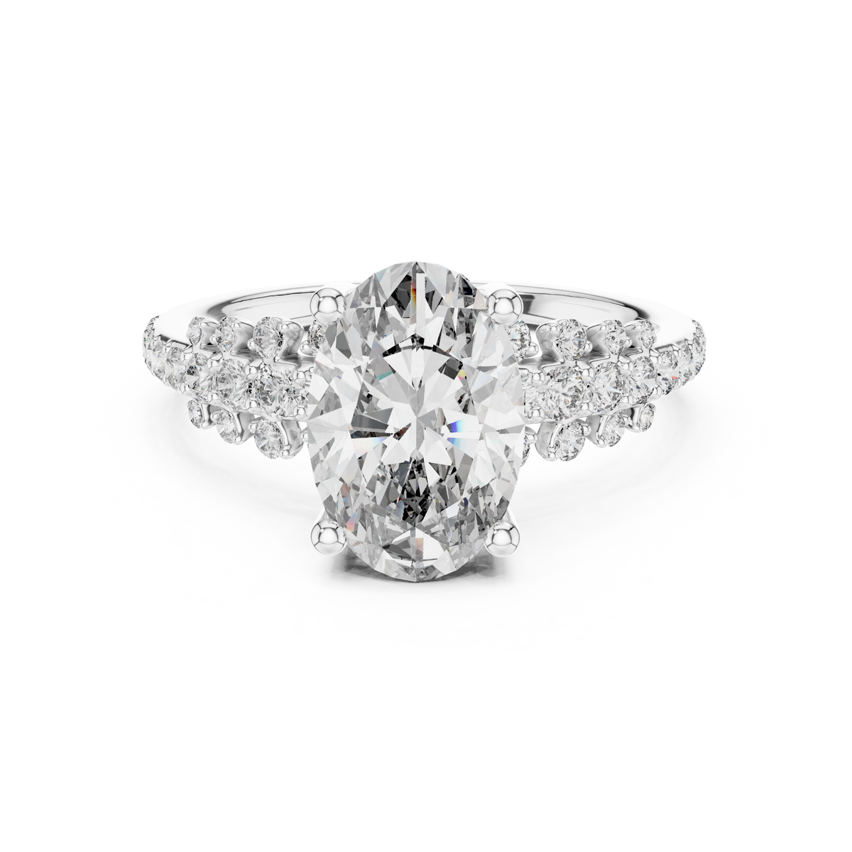 Oval Halo Lab Grown Diamond Floral Engagement Ring