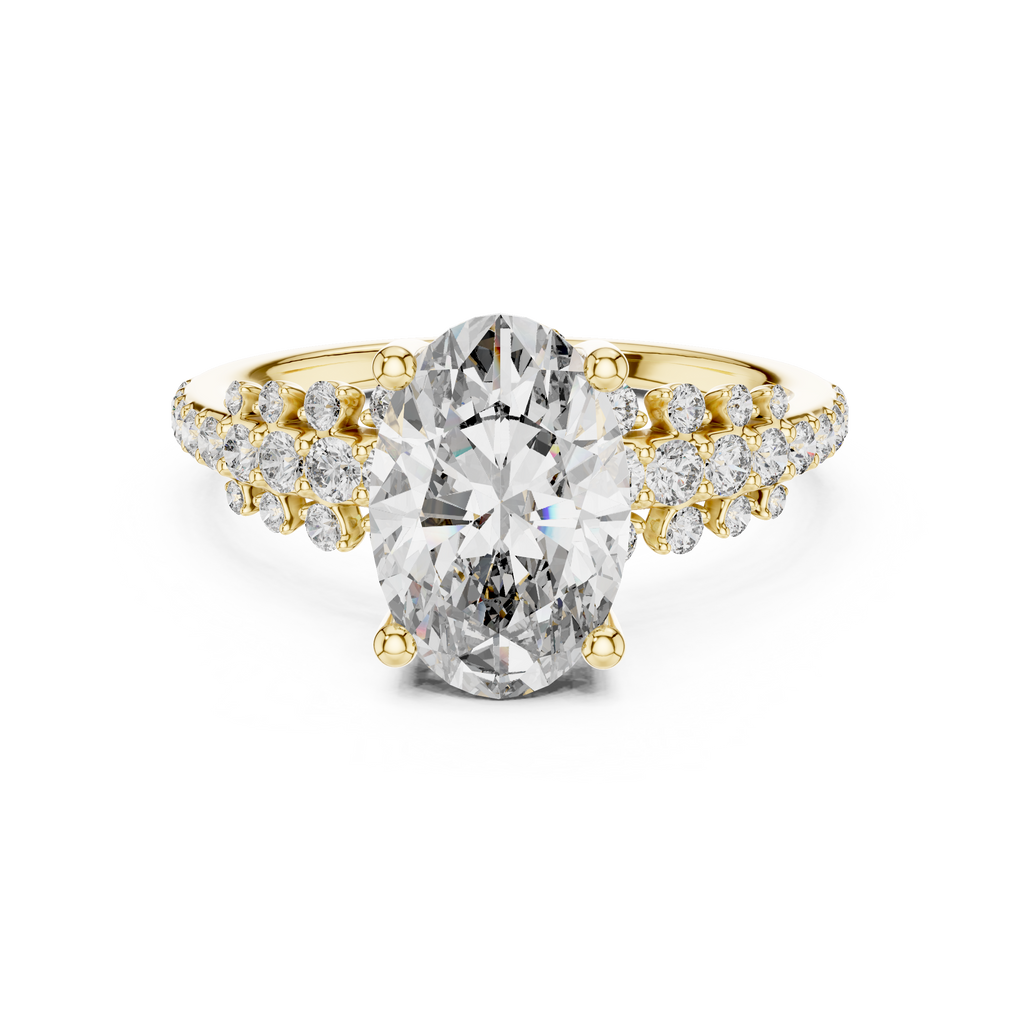 Oval Halo Lab Grown Diamond Floral Engagement Ring