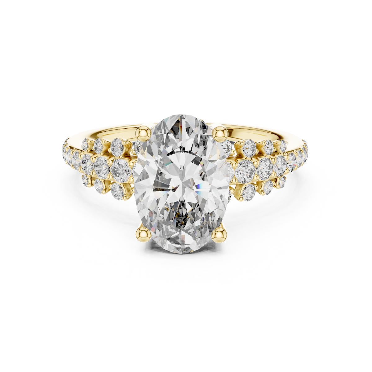 Oval Halo Lab Grown Diamond Floral Engagement Ring