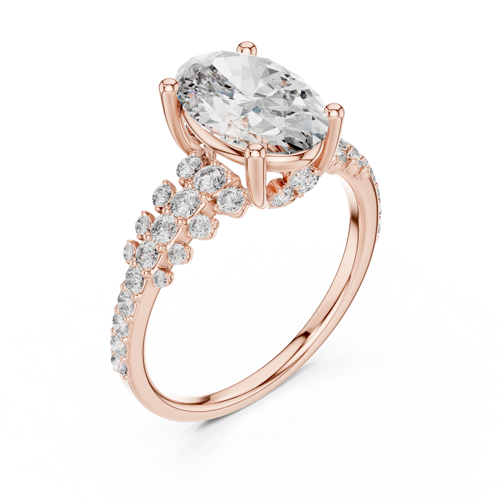 Oval Halo Lab Grown Diamond Floral Engagement Ring