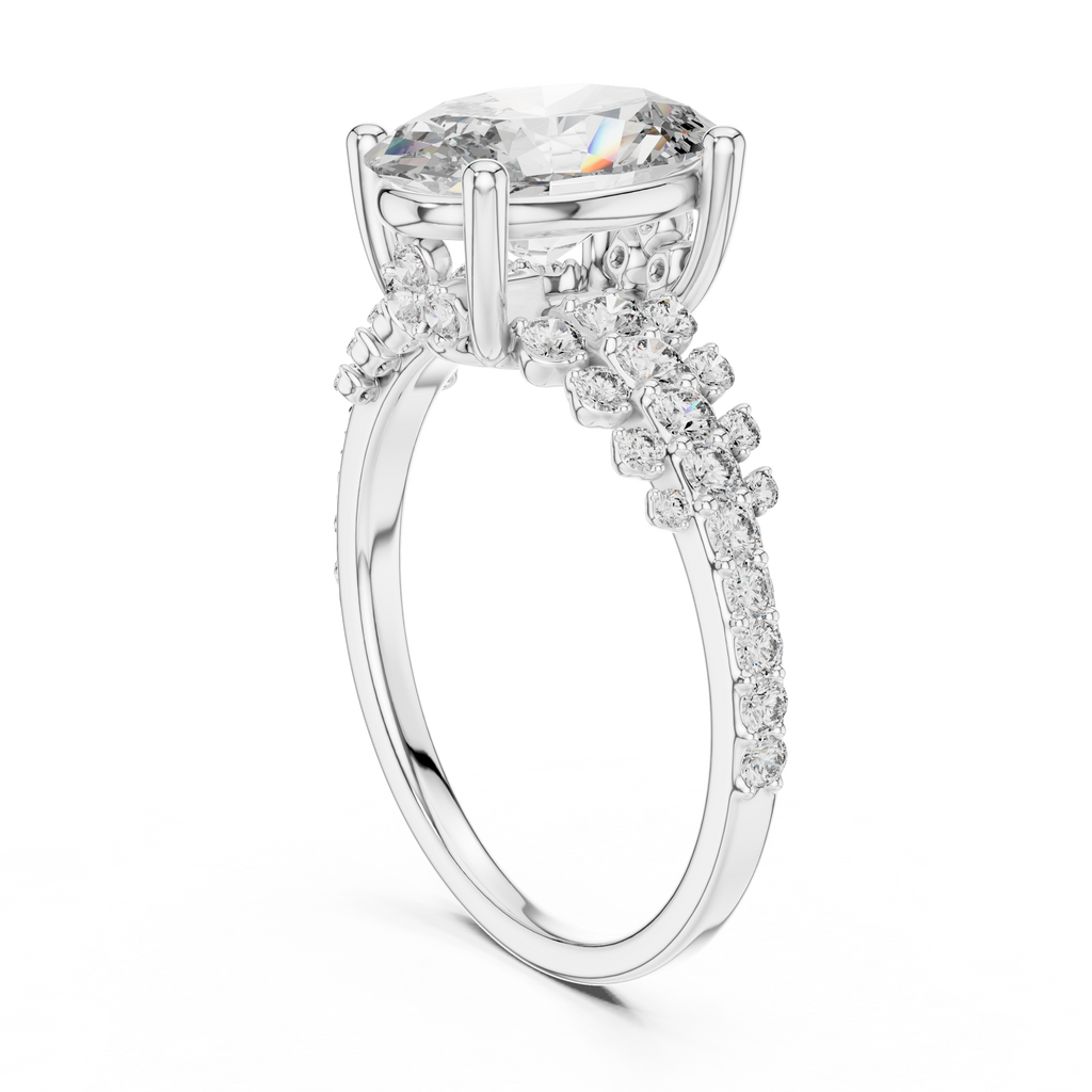 Oval Halo Lab Grown Diamond Floral Engagement Ring