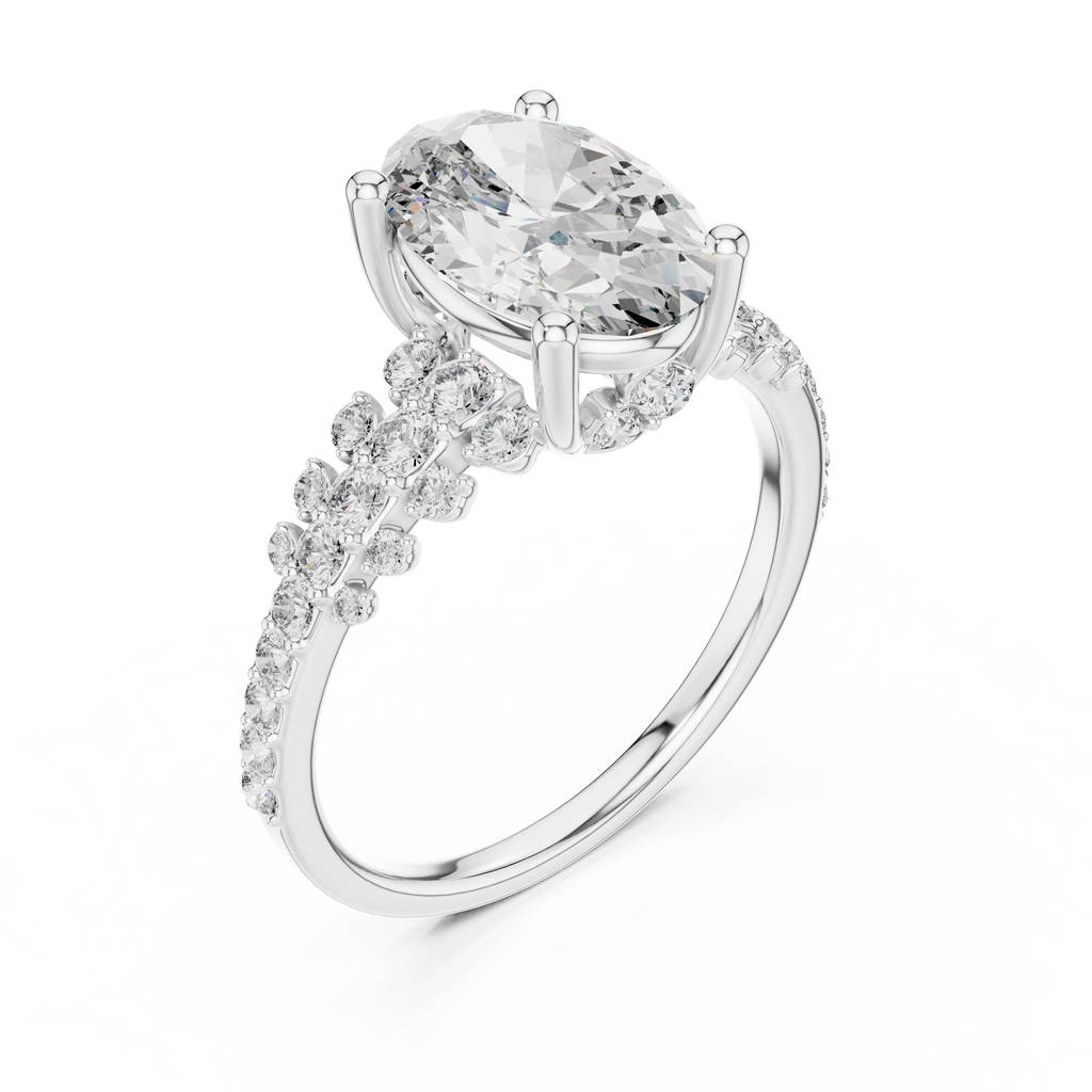 Oval Halo Lab Grown Diamond Floral Engagement Ring