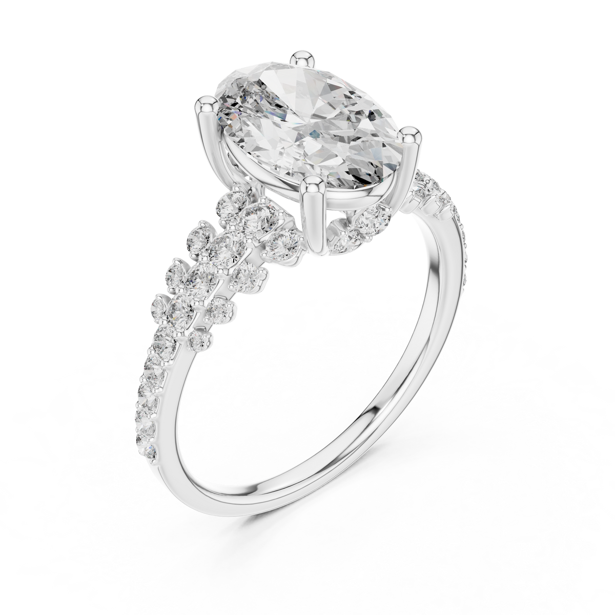 Oval Halo Lab Grown Diamond Floral Engagement Ring