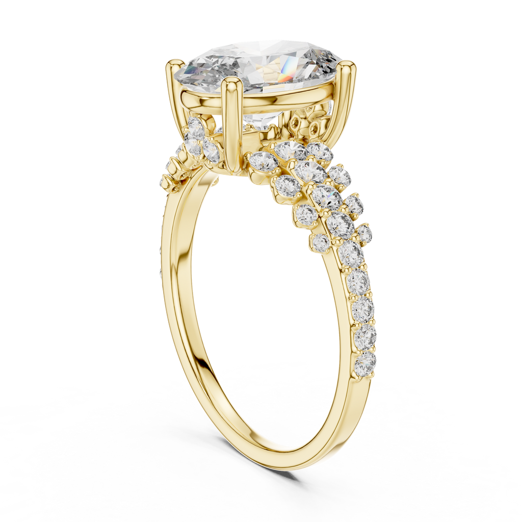 Oval Halo Lab Grown Diamond Floral Engagement Ring