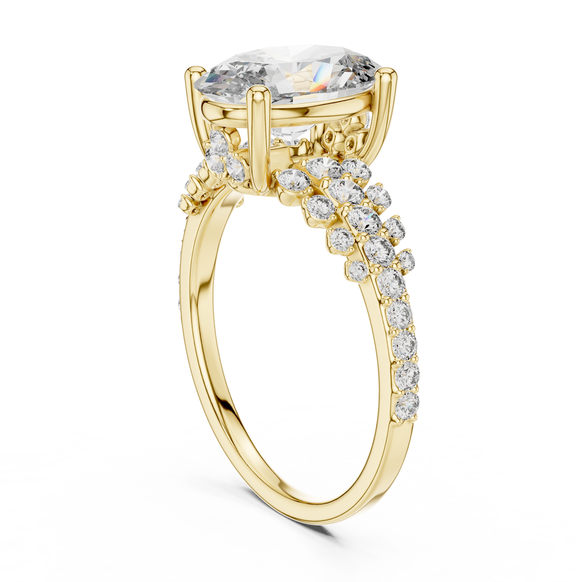 Oval Halo Lab Grown Diamond Floral Engagement Ring