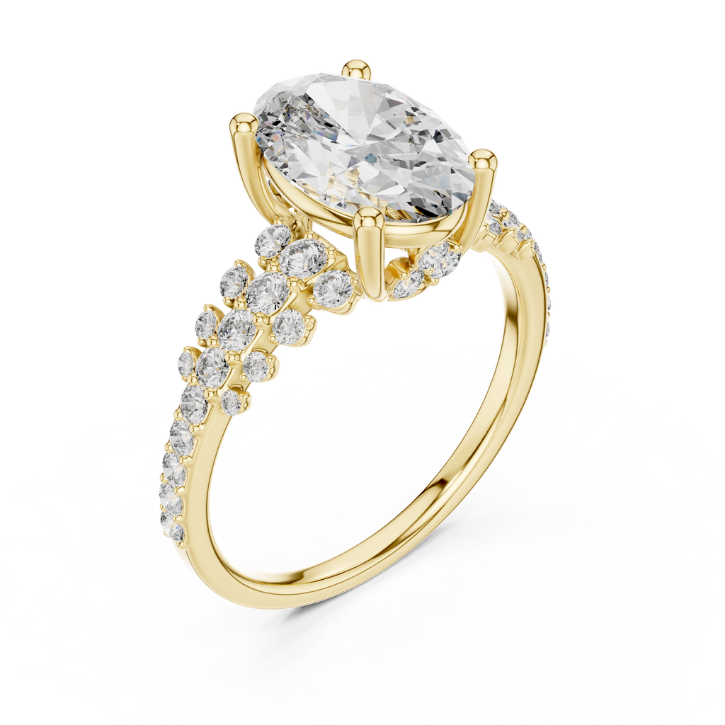 Oval Halo Lab Grown Diamond Floral Engagement Ring