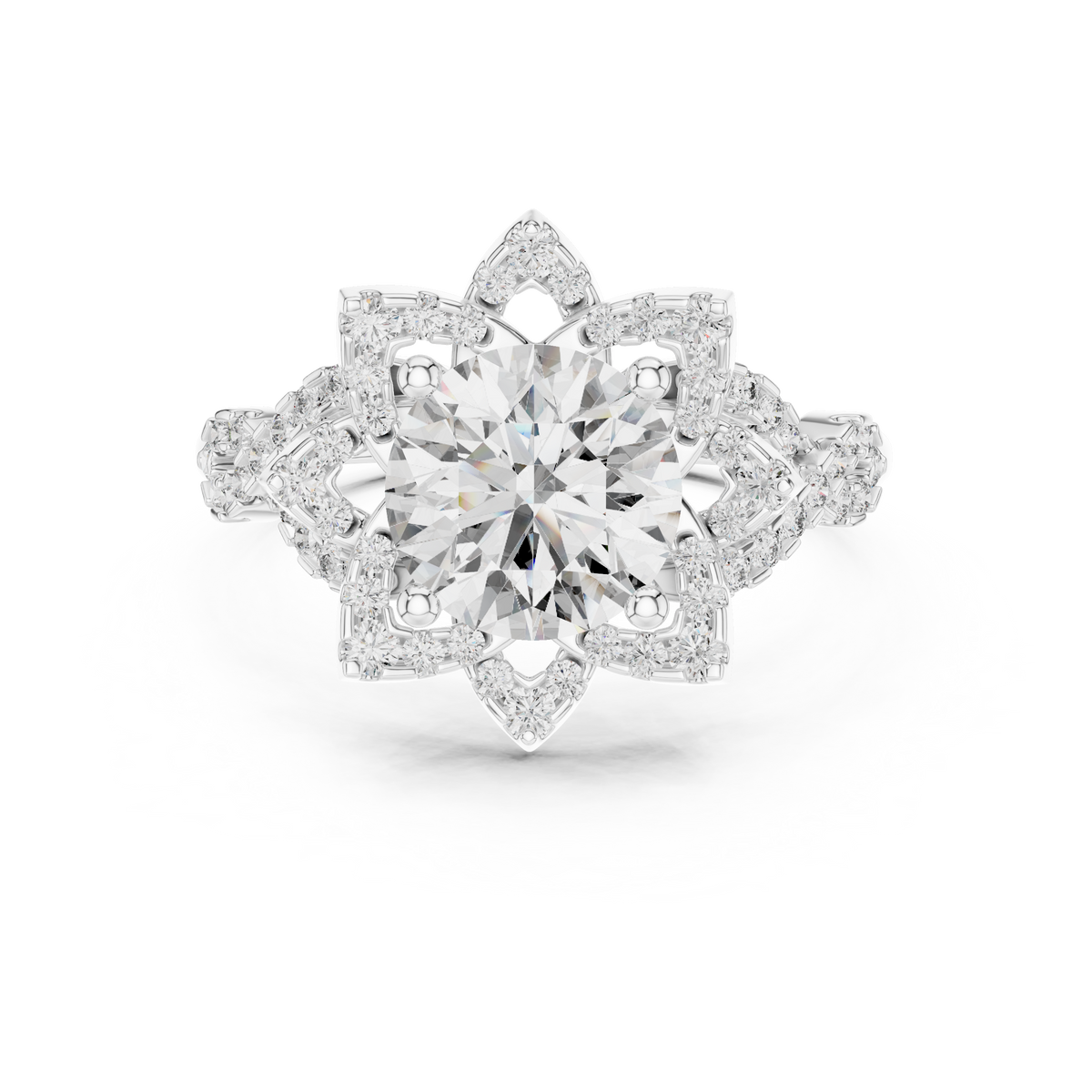 Celestial Star Round Lab Grown Diamond Halo Ring