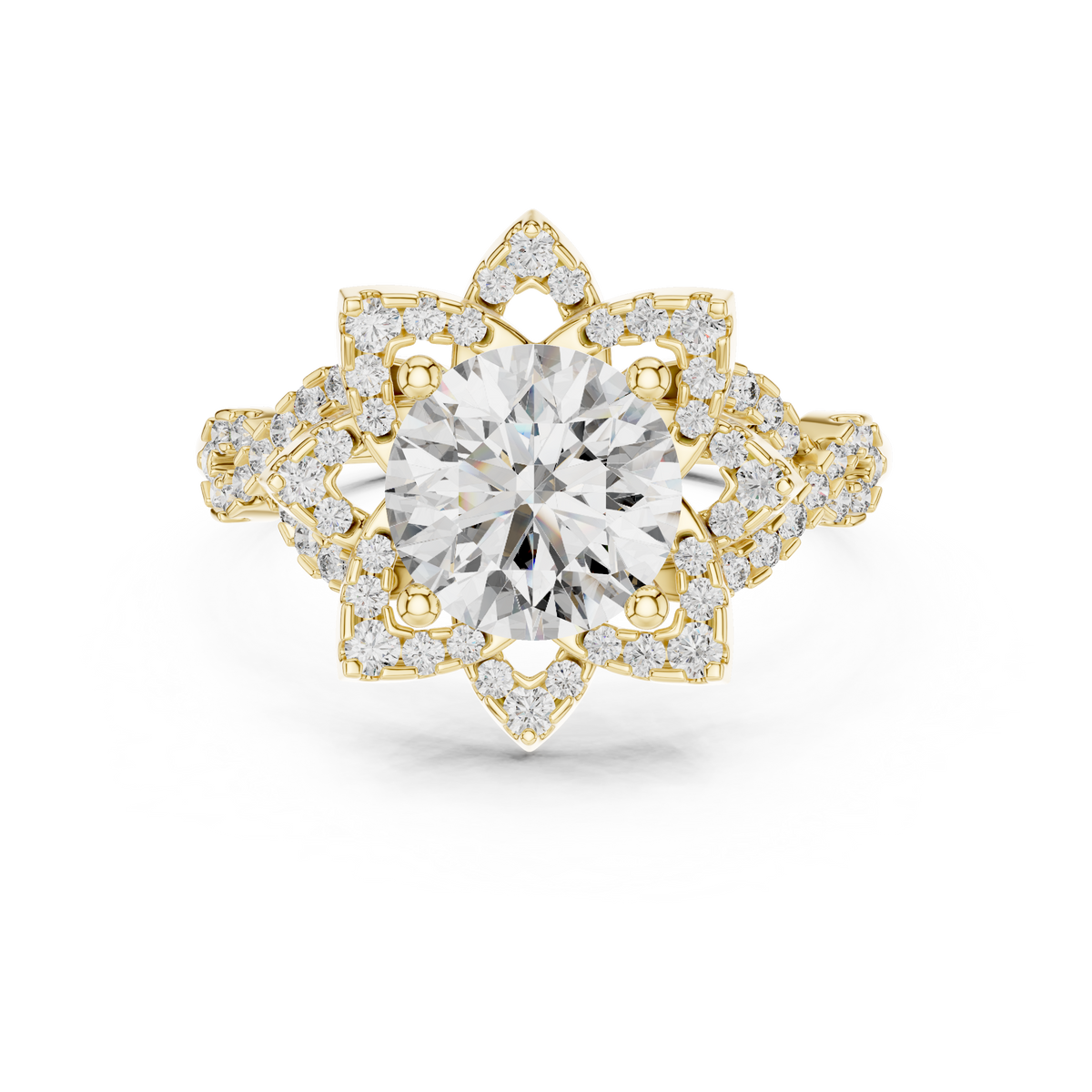 Celestial Star Round Lab Grown Diamond Halo Ring