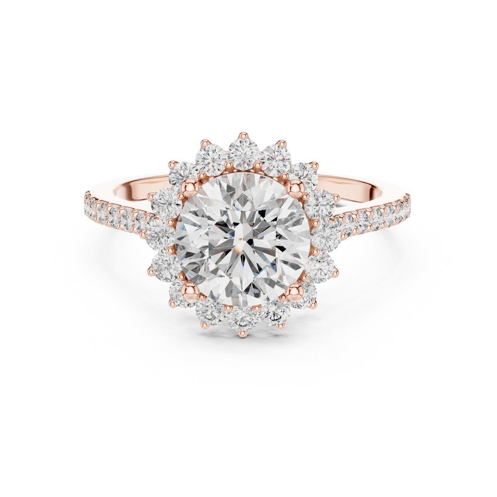 Floral Radiance Round Lab Grown Diamond Halo Ring