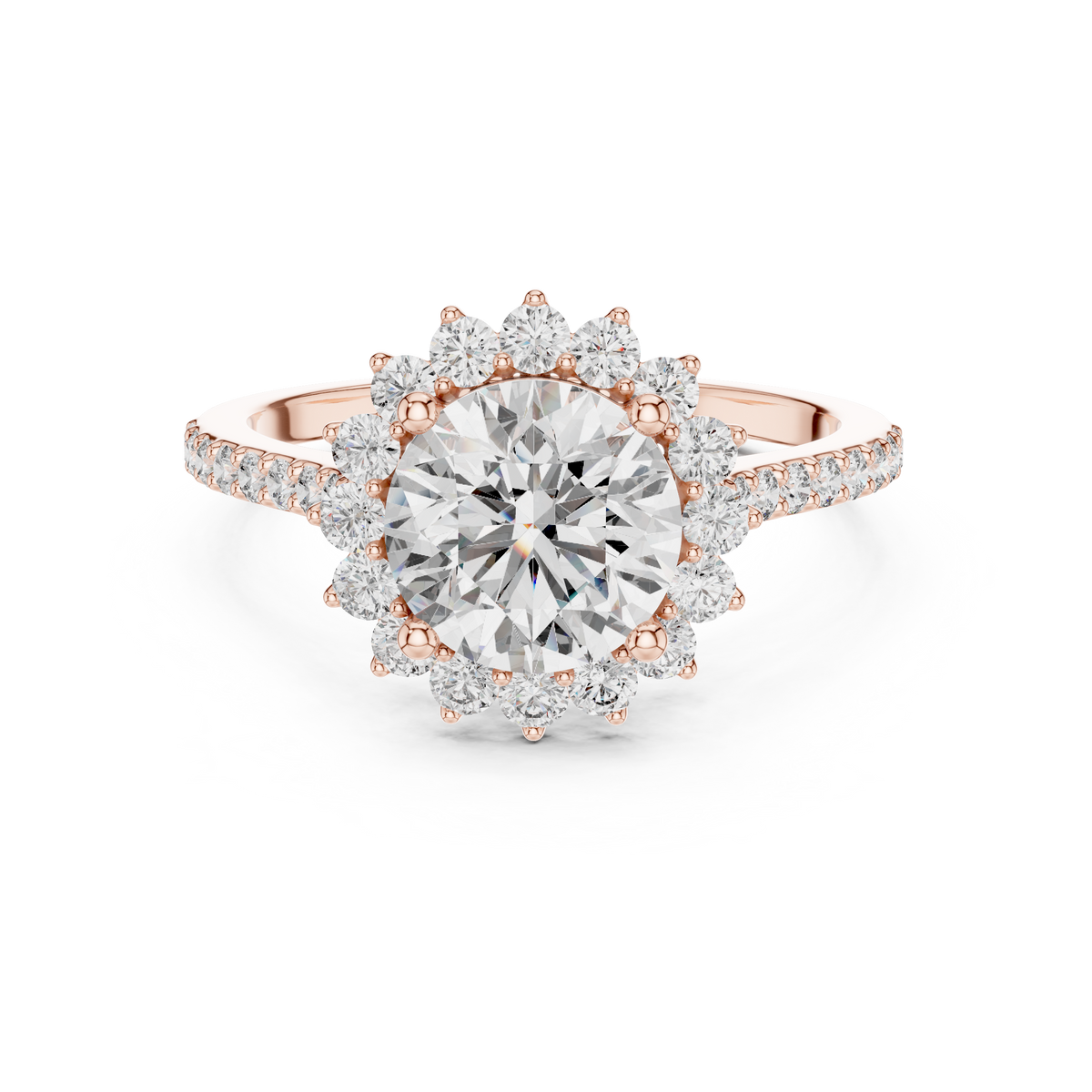 Floral Radiance Round Lab Grown Diamond Halo Ring
