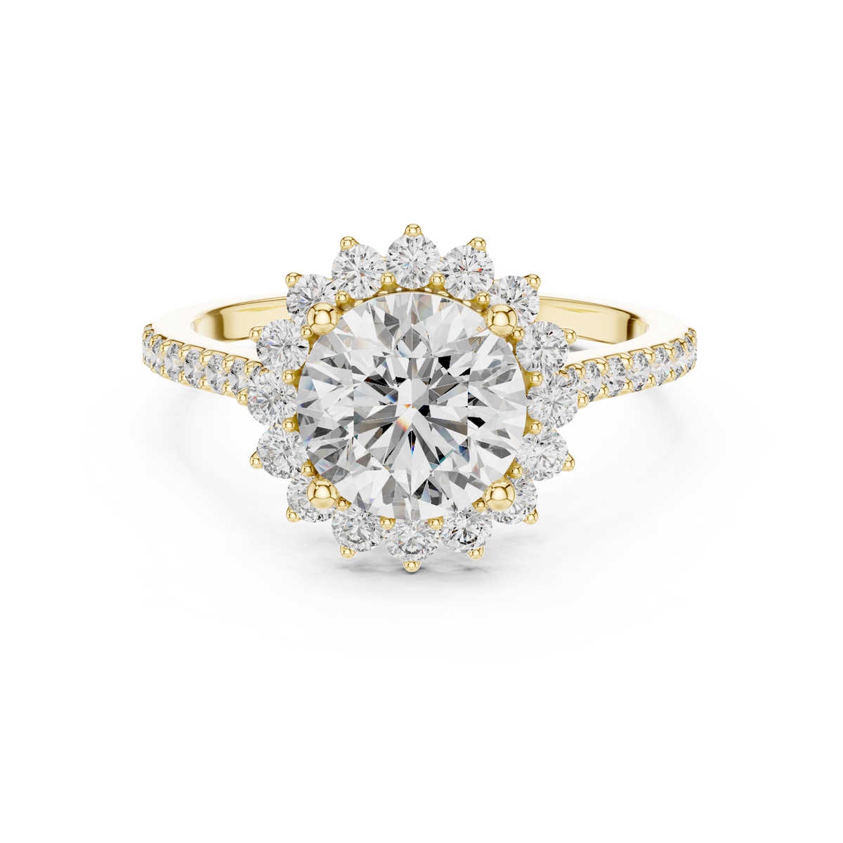 Floral Radiance Round Lab Grown Diamond Halo Ring