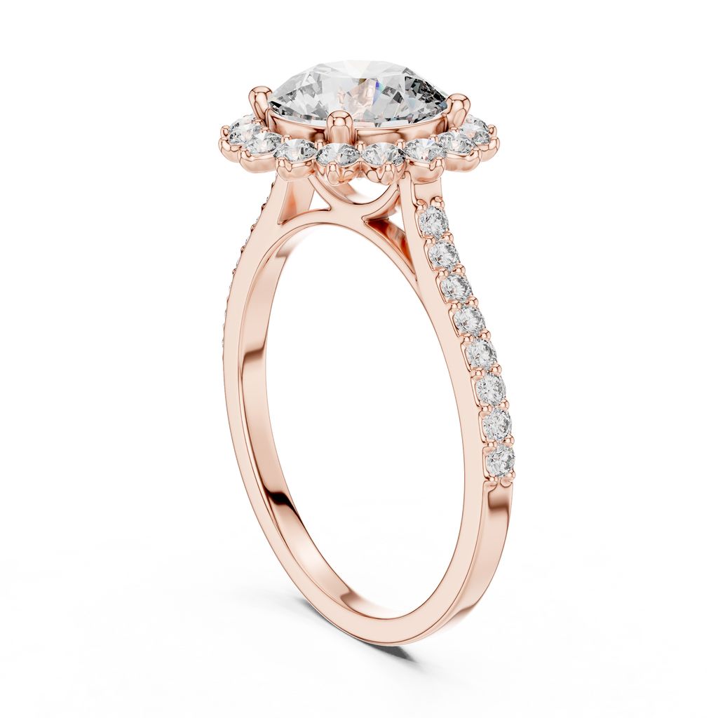 Floral Radiance Round Lab Grown Diamond Halo Ring