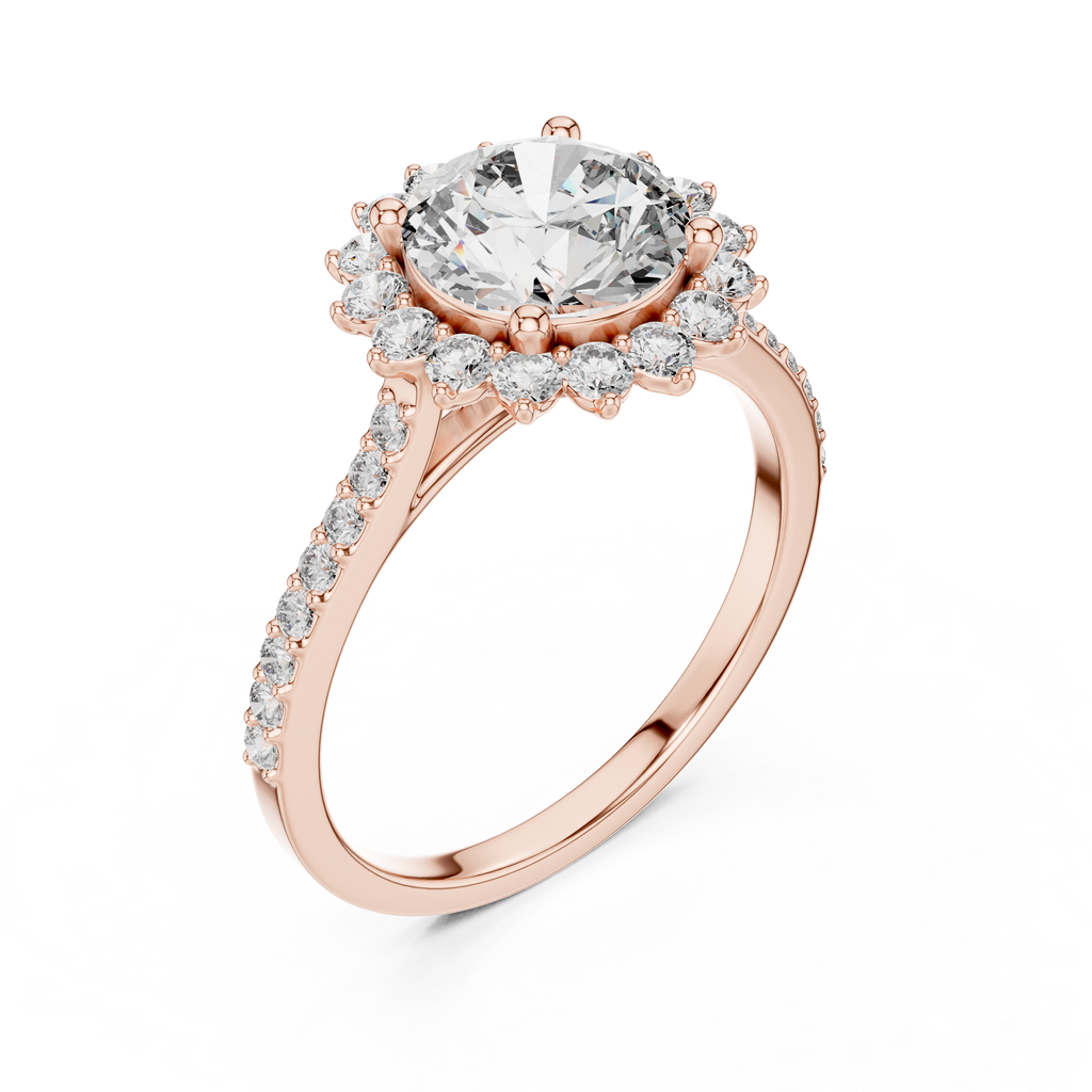 Floral Radiance Round Lab Grown Diamond Halo Ring