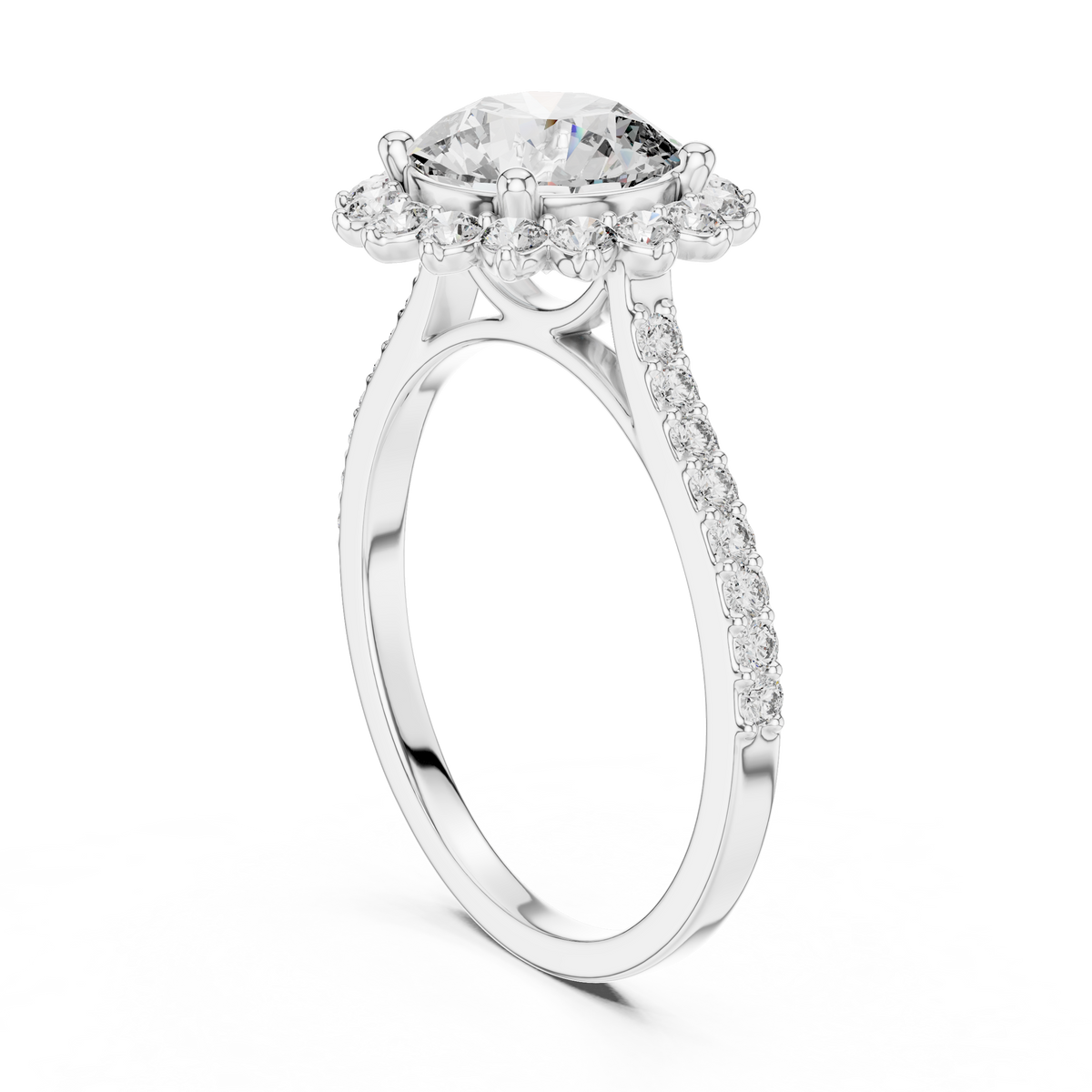 Floral Radiance Round Lab Grown Diamond Halo Ring