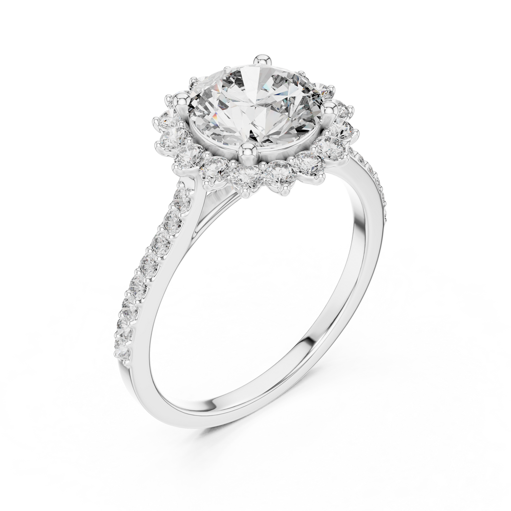 Floral Radiance Round Lab Grown Diamond Halo Ring