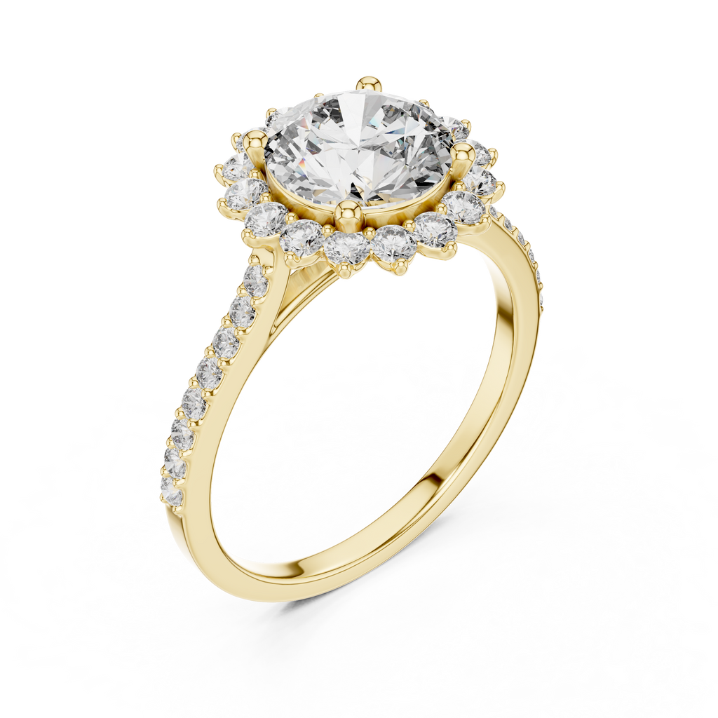 Floral Radiance Round Lab Grown Diamond Halo Ring