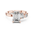 Emerald Poise Lab Grown Diamond Three-Stone Engagement Ring