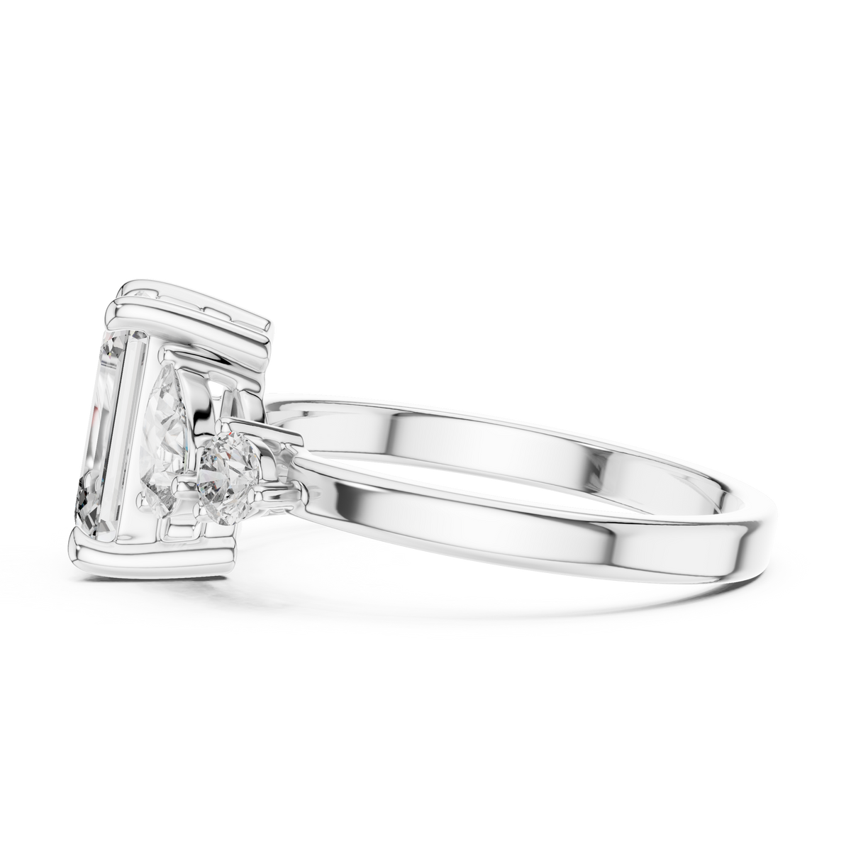 Emerald Poise Lab Grown Diamond Three-Stone Engagement Ring