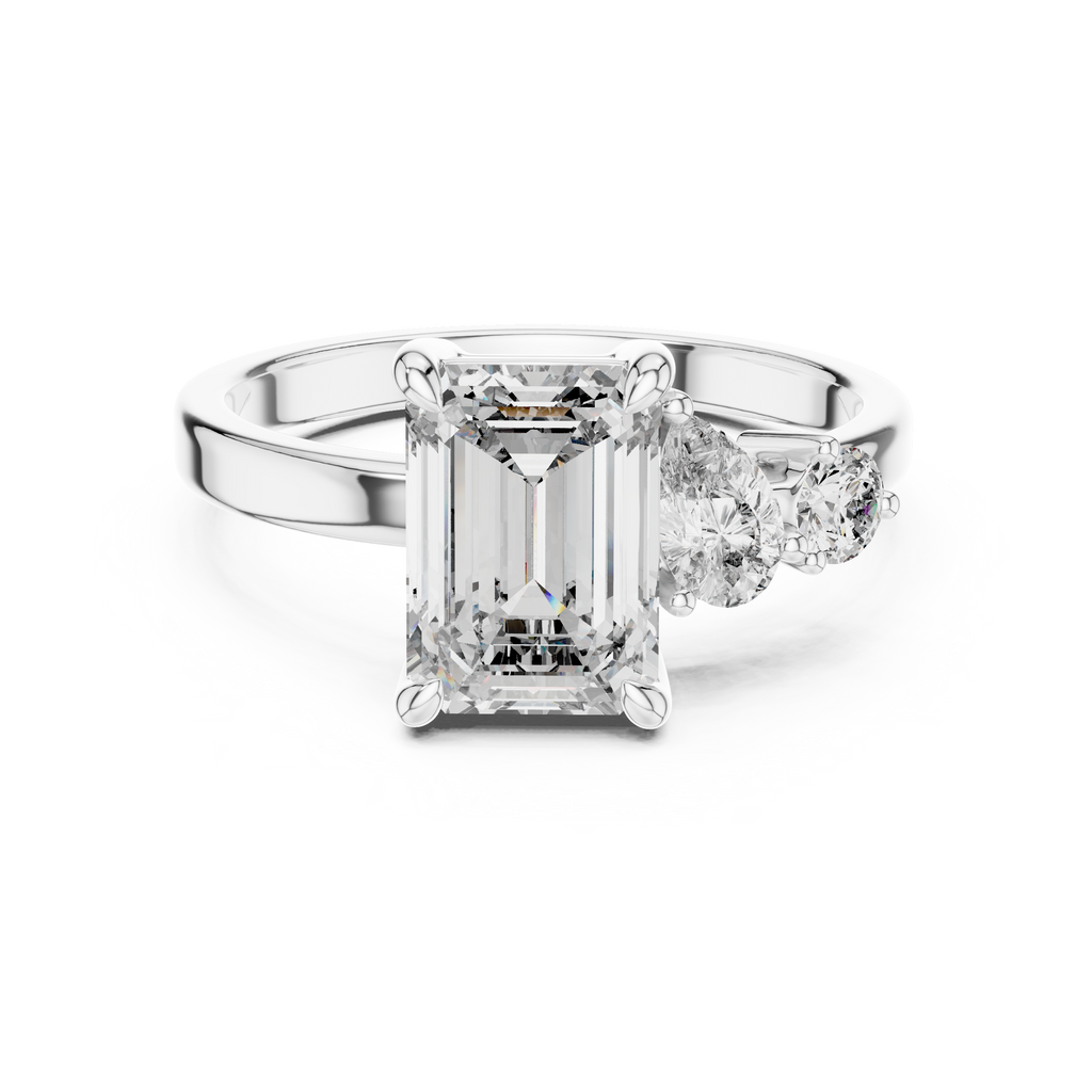 Emerald Poise Lab Grown Diamond Three-Stone Engagement Ring