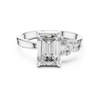Emerald Poise Lab Grown Diamond Three-Stone Engagement Ring