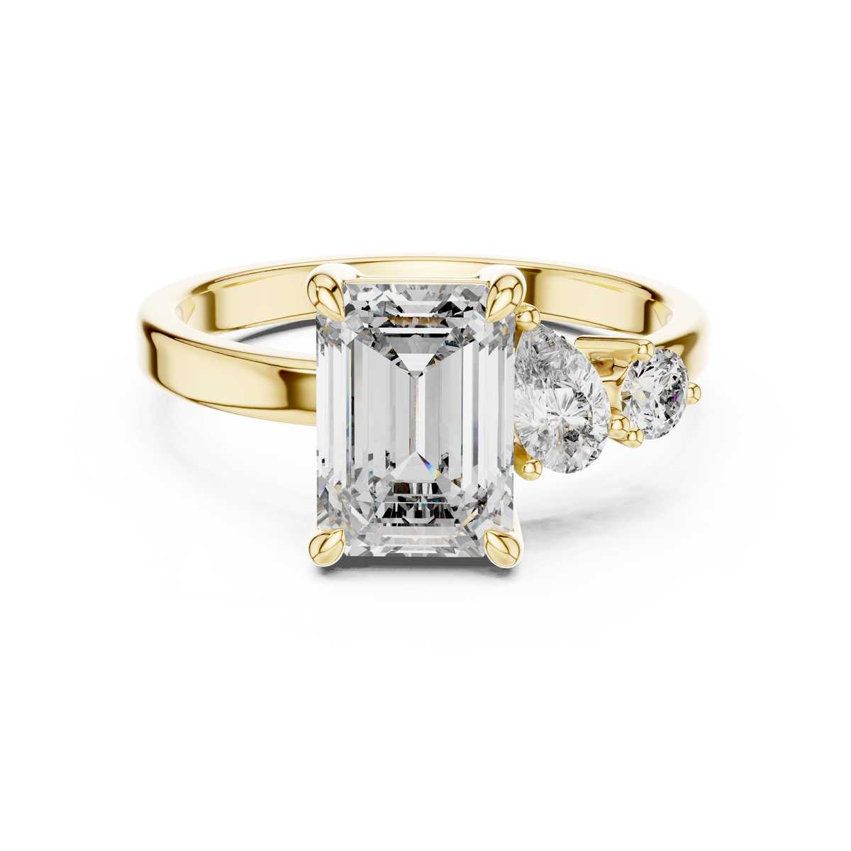 Emerald Poise Lab Grown Diamond Three-Stone Engagement Ring