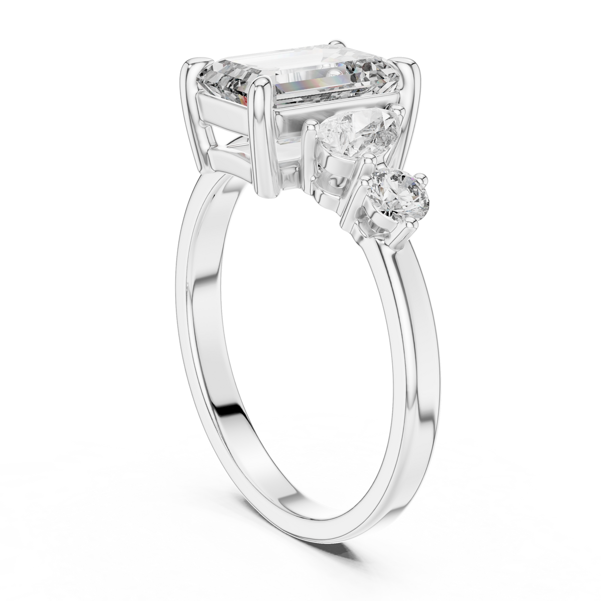 Emerald Poise Lab Grown Diamond Three-Stone Engagement Ring