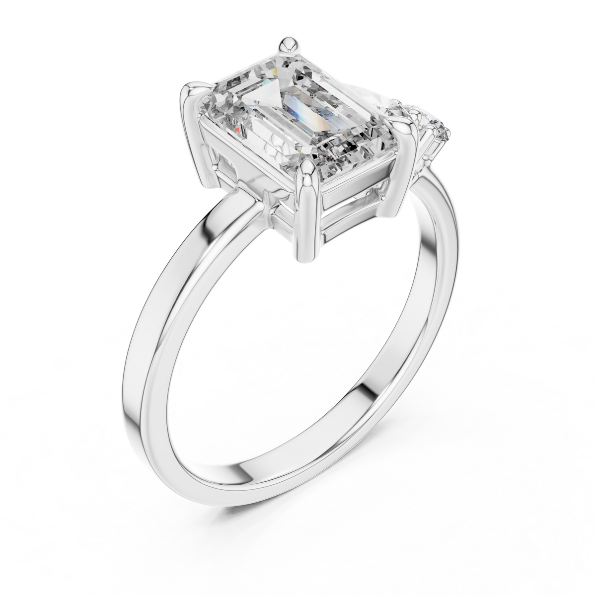 Emerald Poise Lab Grown Diamond Three-Stone Engagement Ring