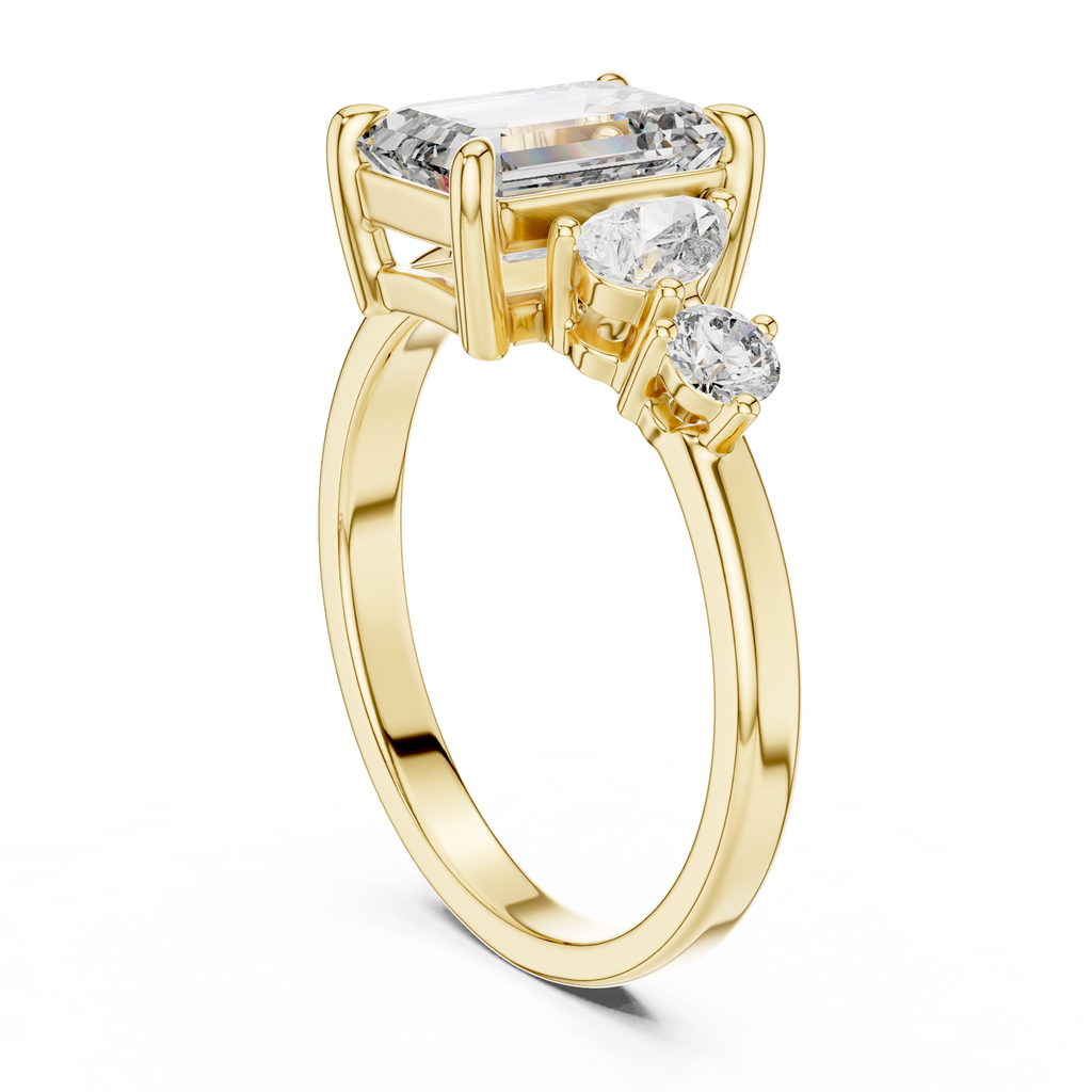 Emerald Poise Lab Grown Diamond Three-Stone Engagement Ring