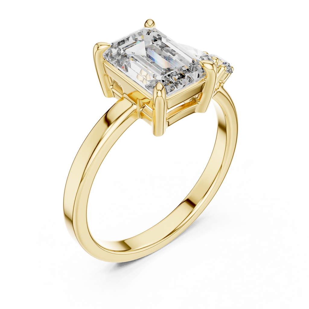 Emerald Poise Lab Grown Diamond Three-Stone Engagement Ring