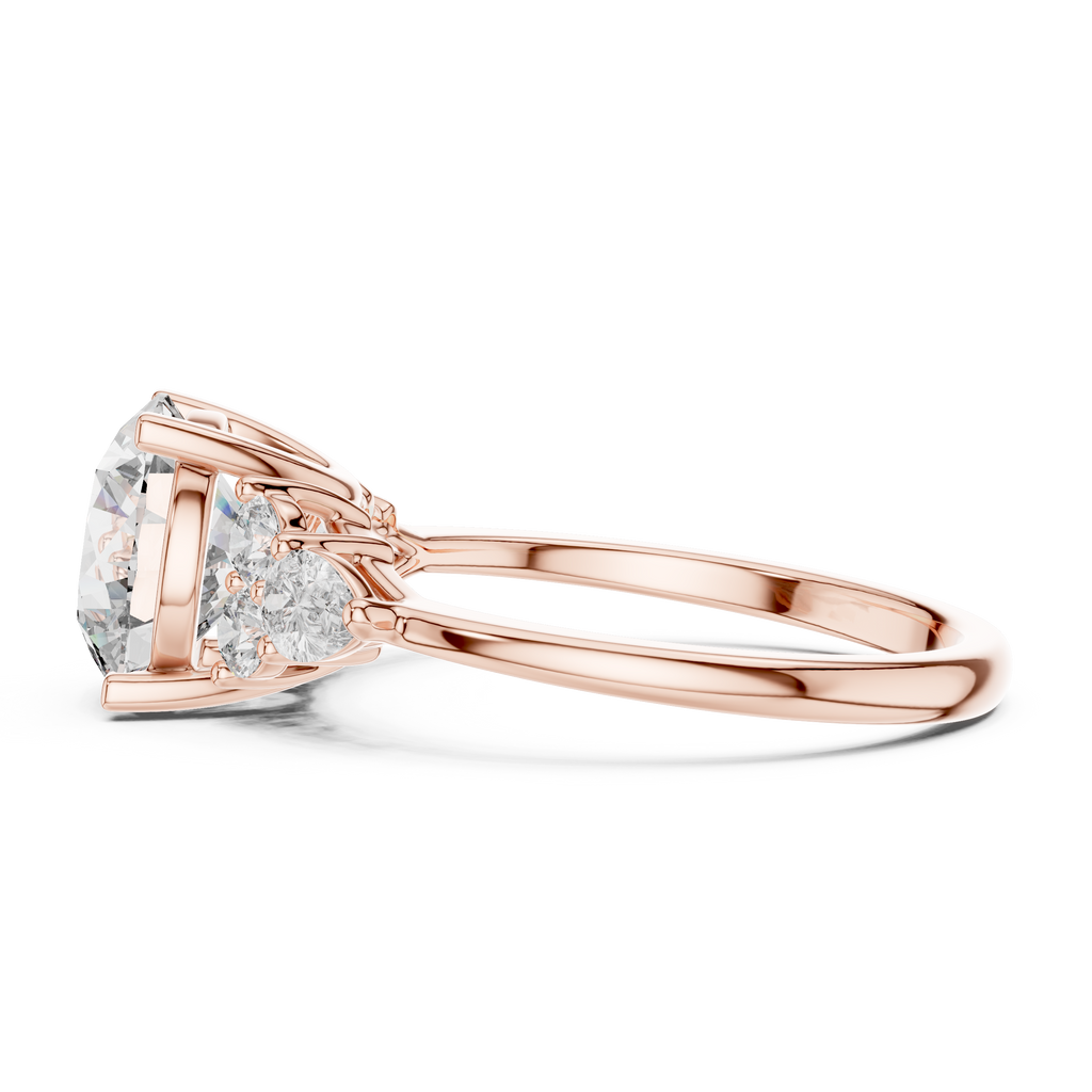 Radiant Trio Round Lab Grown Diamond Engagement Ring.