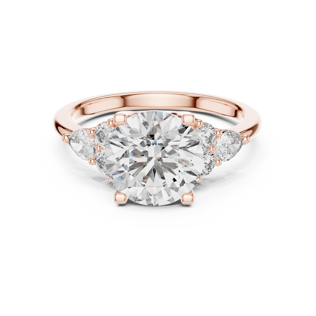 Radiant Trio Round Lab Grown Diamond Engagement Ring.