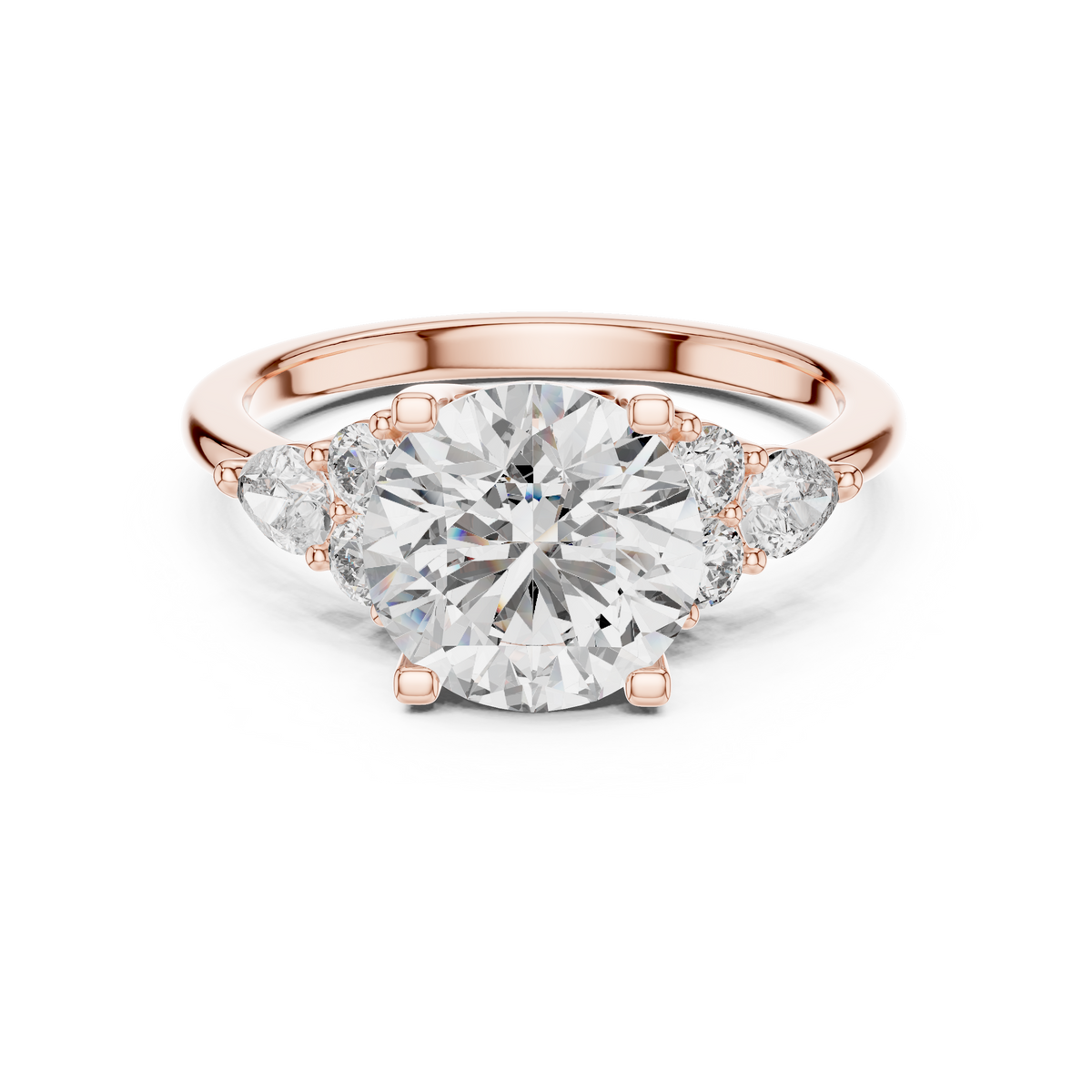 Radiant Trio Round Lab Grown Diamond Engagement Ring.