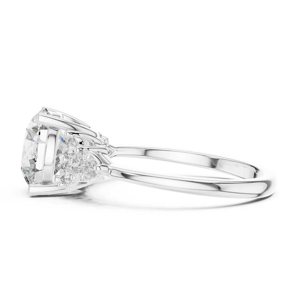 Radiant Trio Round Lab Grown Diamond Engagement Ring.