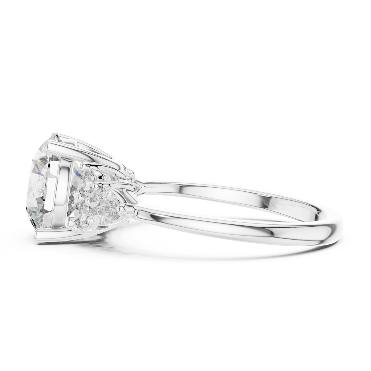 Radiant Trio Round Lab Grown Diamond Engagement Ring.