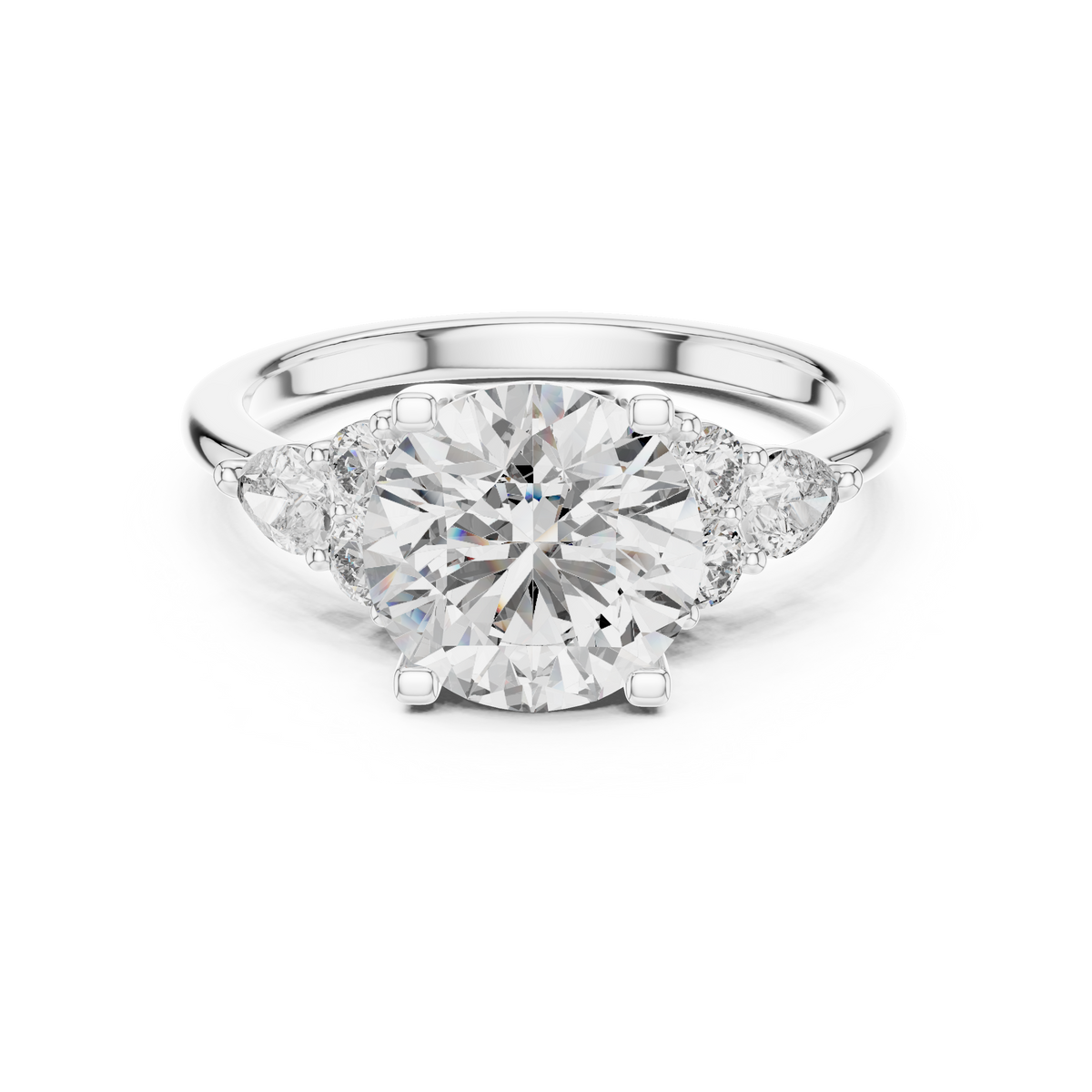 Radiant Trio Round Lab Grown Diamond Engagement Ring.