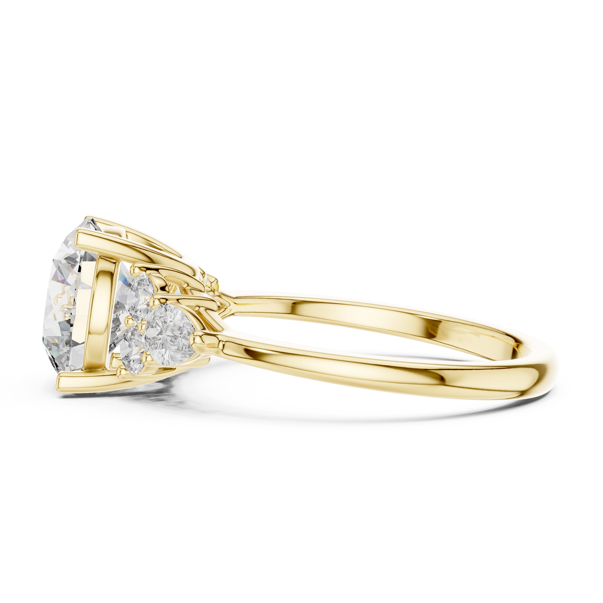 Radiant Trio Round Lab Grown Diamond Engagement Ring.
