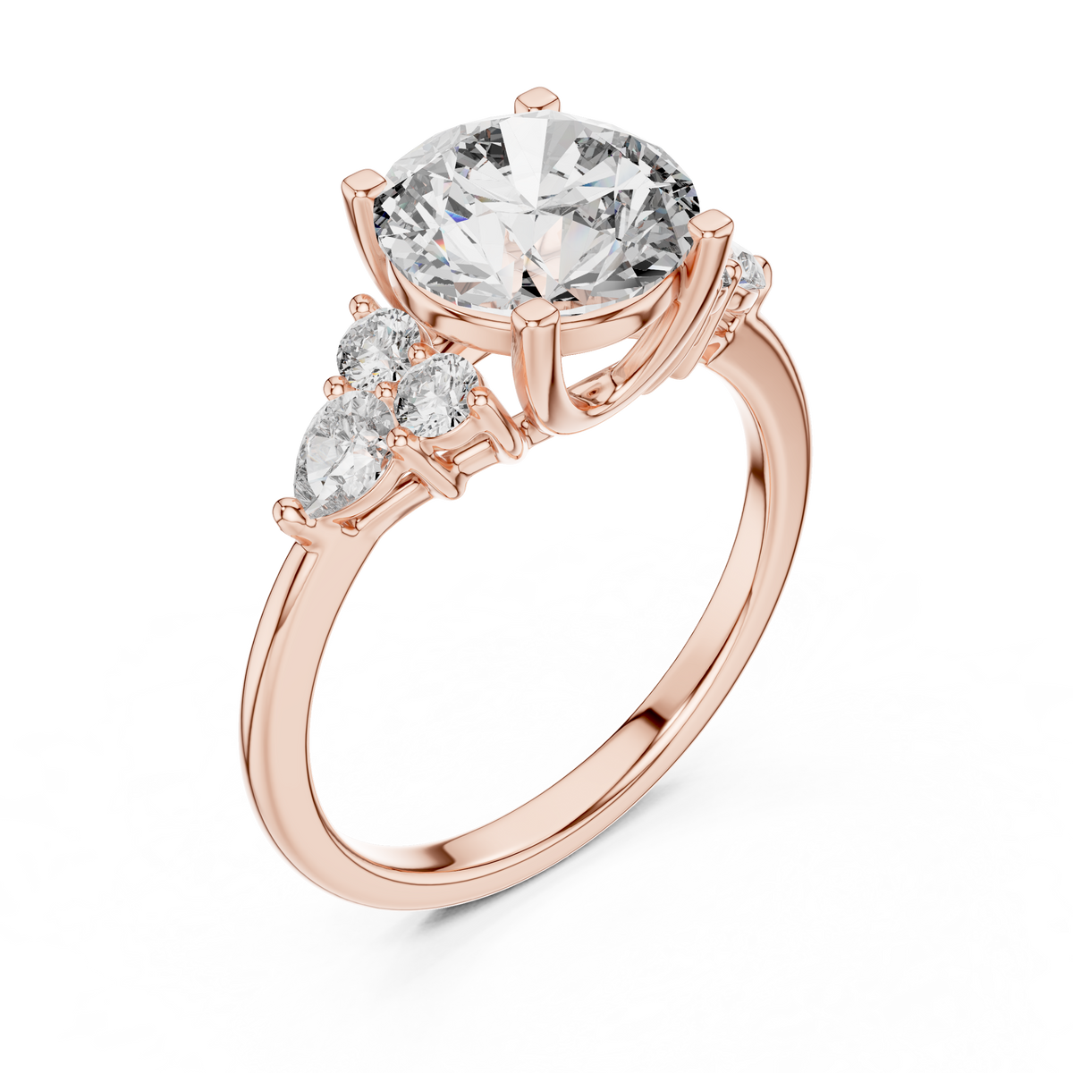 Radiant Trio Round Lab Grown Diamond Engagement Ring.