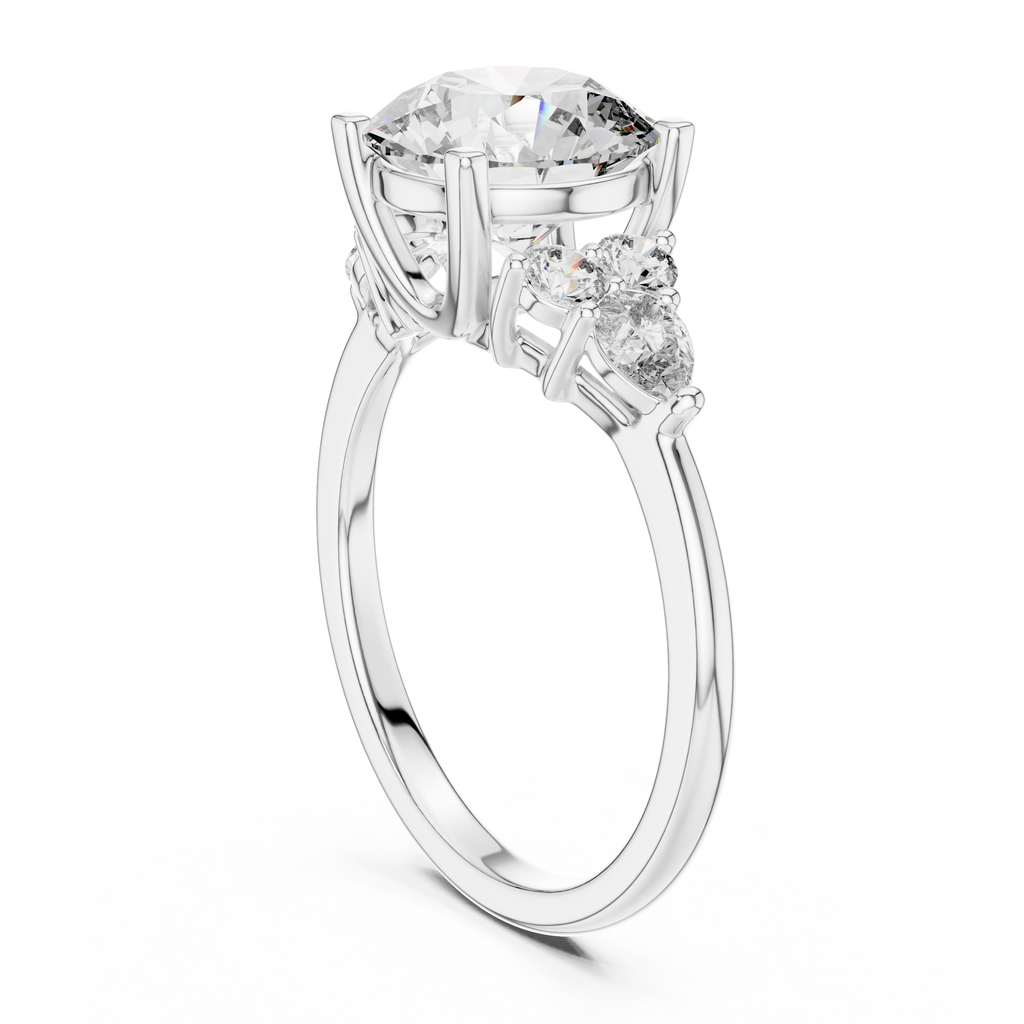 Radiant Trio Round Lab Grown Diamond Engagement Ring.
