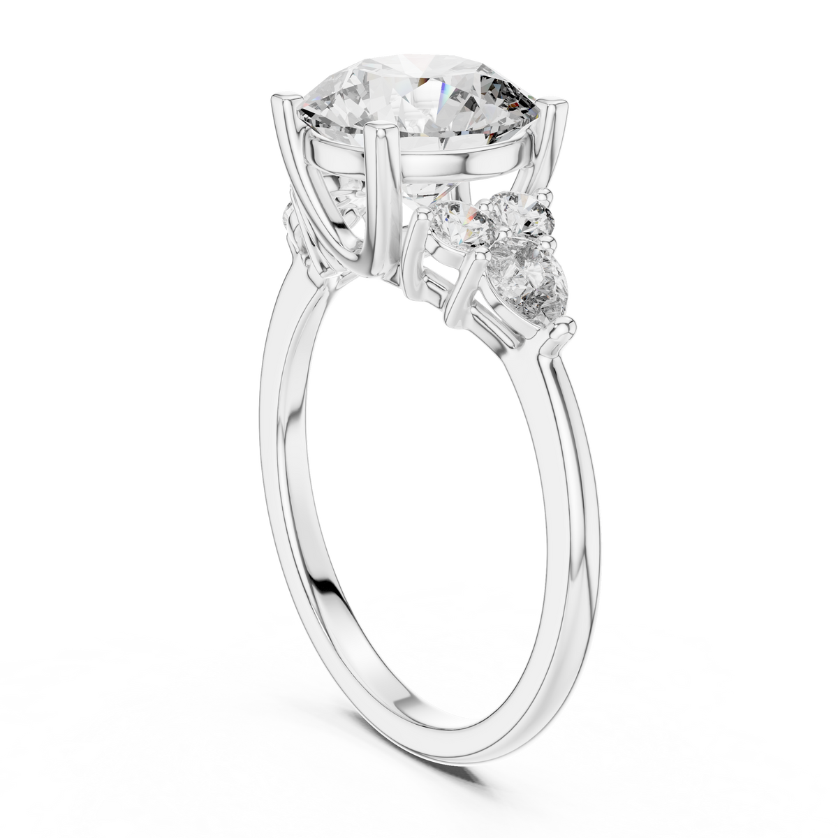 Radiant Trio Round Lab Grown Diamond Engagement Ring.
