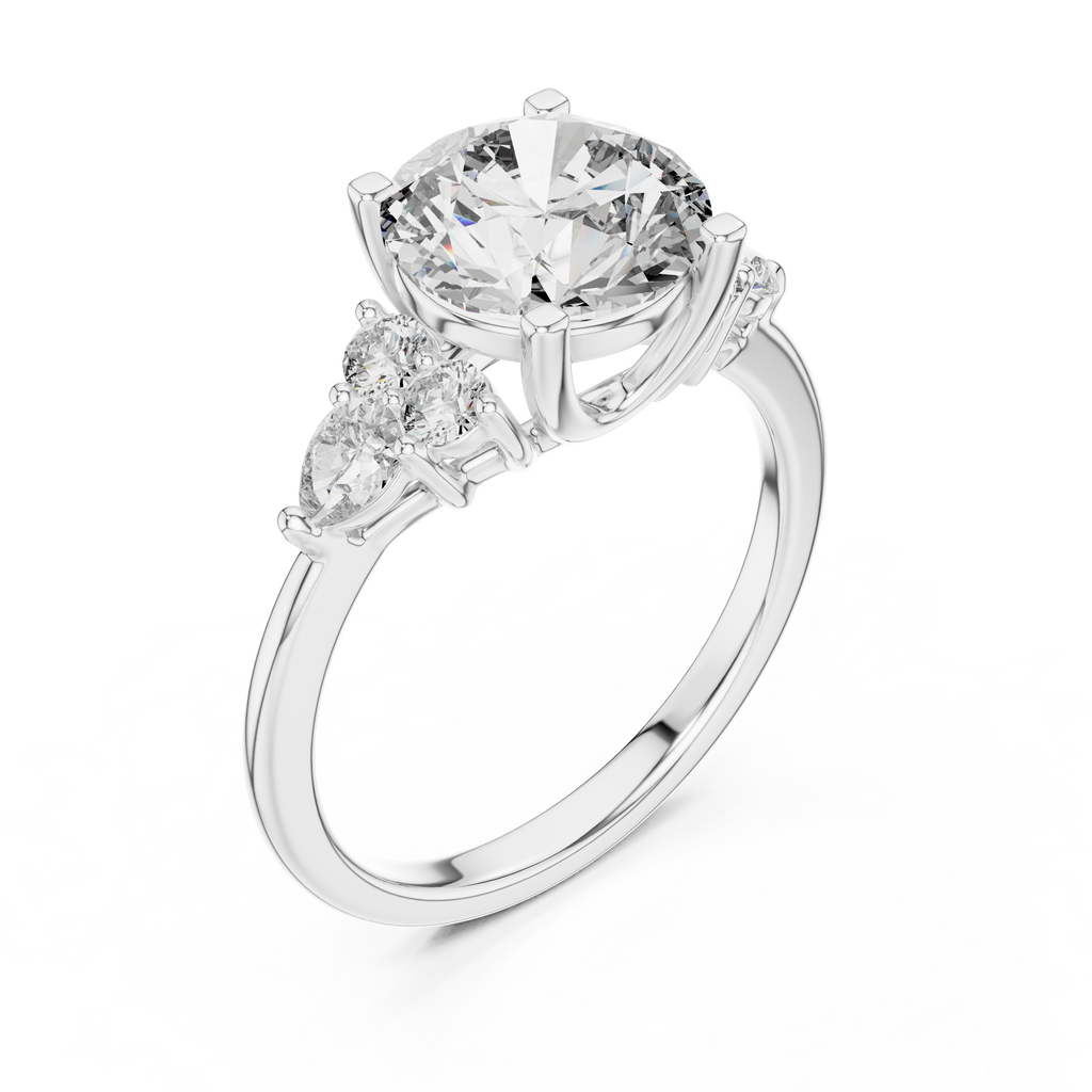 Radiant Trio Round Lab Grown Diamond Engagement Ring.