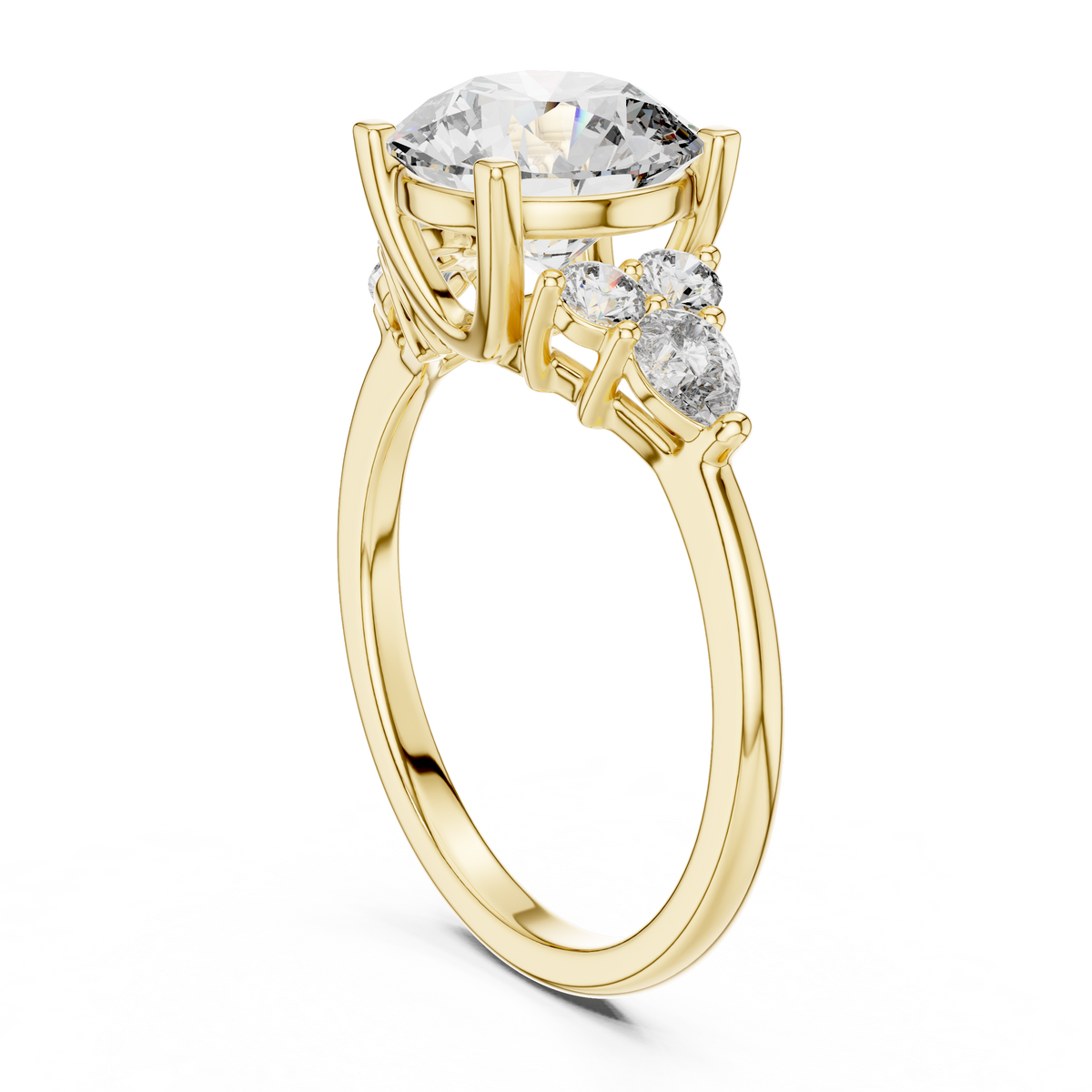 Radiant Trio Round Lab Grown Diamond Engagement Ring.