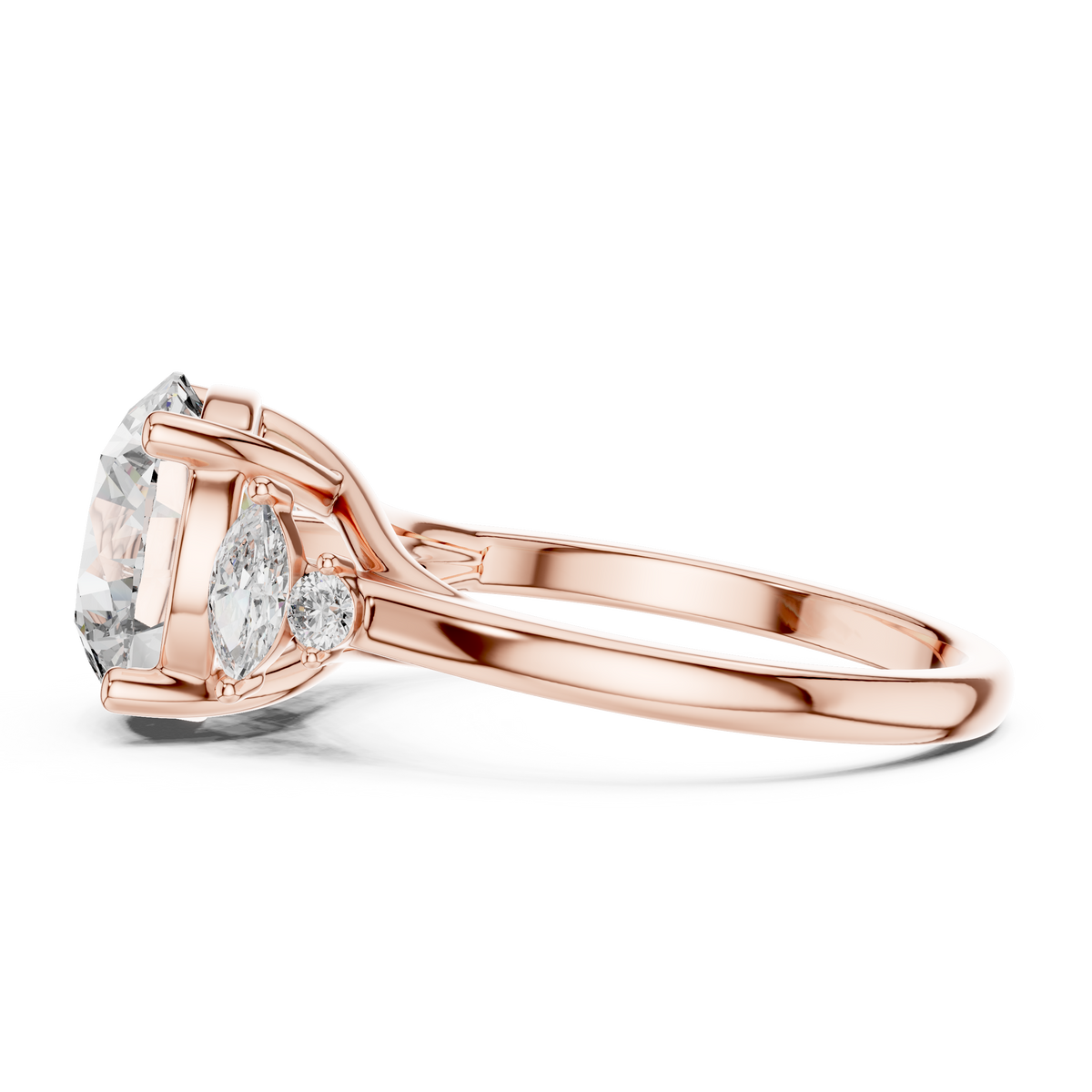 Elara Three-Stone Lab Grown Diamond Ring.