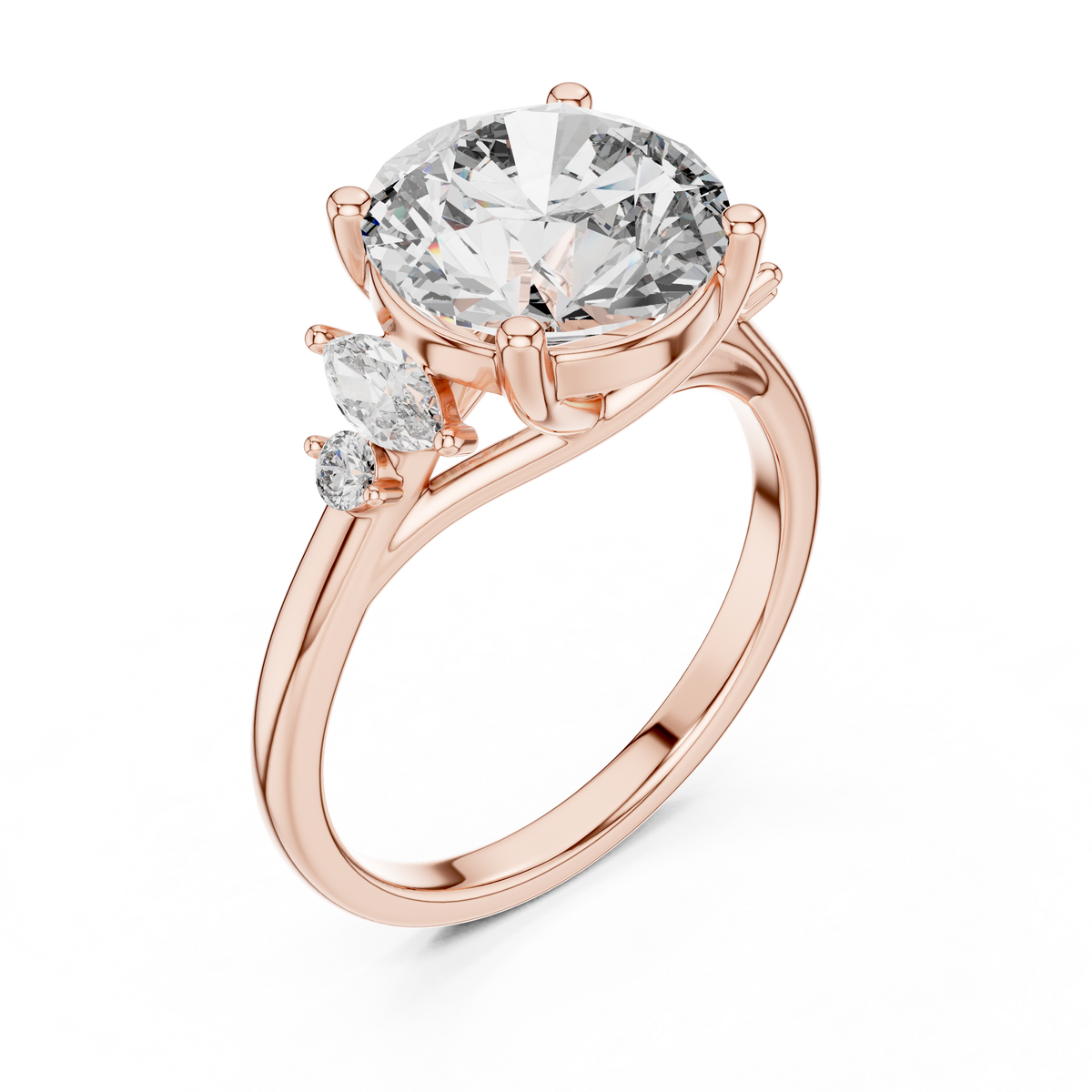 Elara Three-Stone Lab Grown Diamond Ring.