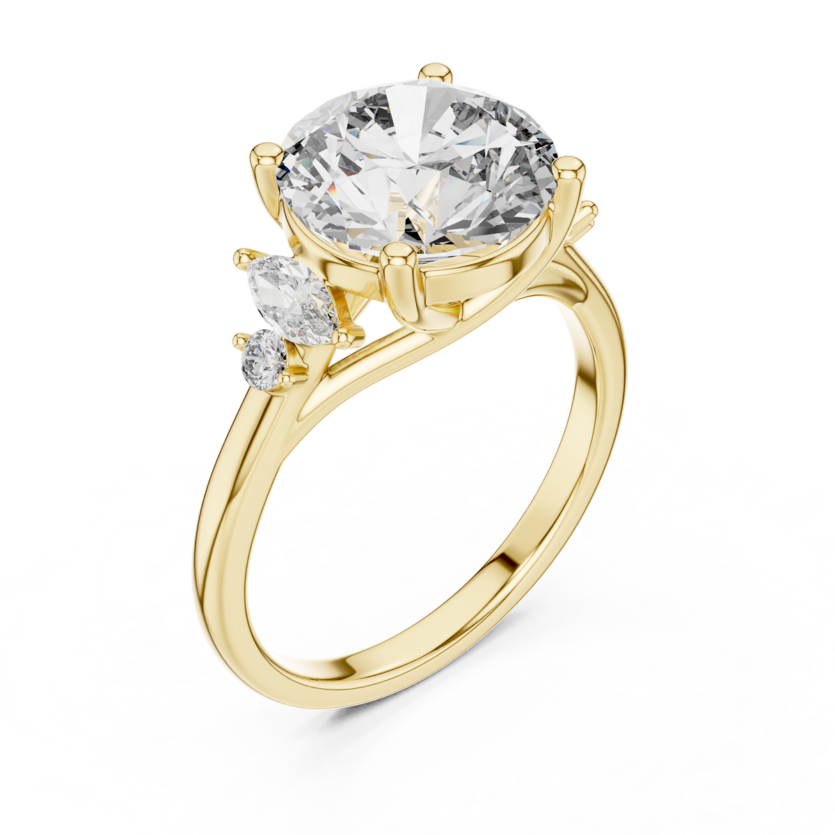 Elara Three-Stone Lab Grown Diamond Ring.