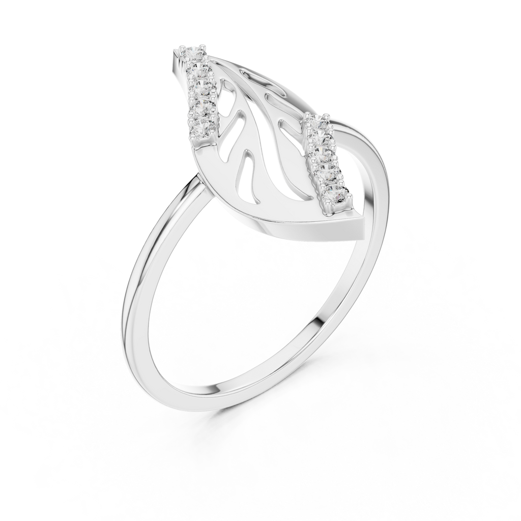 Sculpted Leaf Lab Grown Diamond Ring for Women