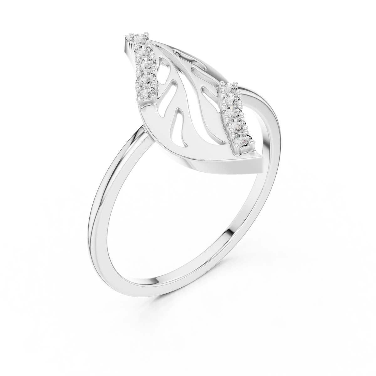 Sculpted Leaf Lab Grown Diamond Ring for Women