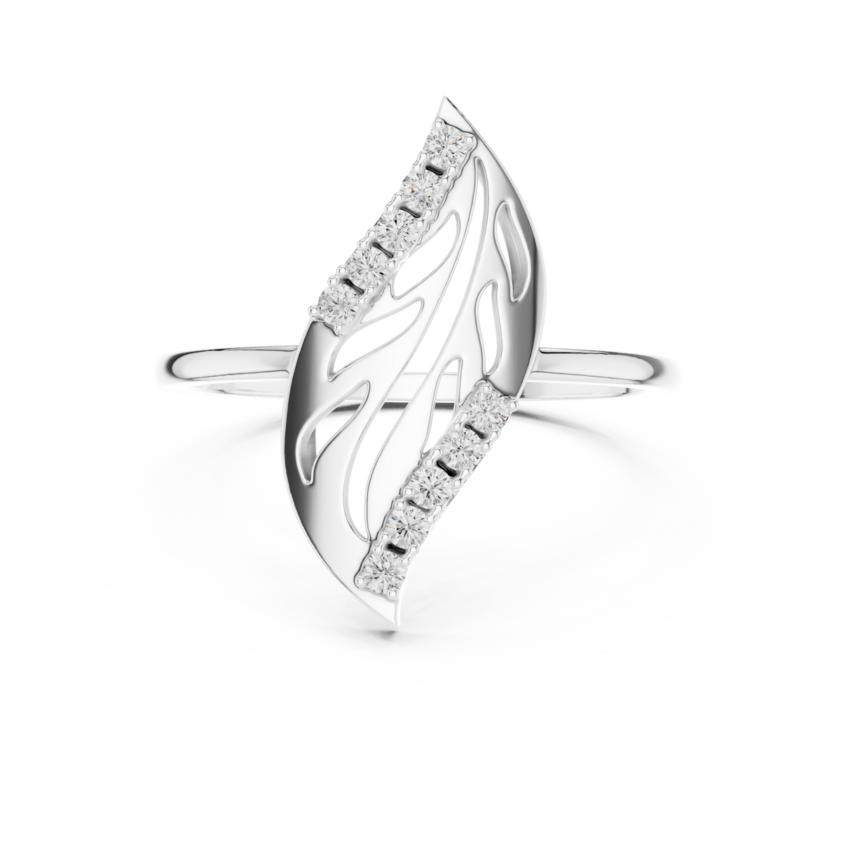 Sculpted Leaf Lab Grown Diamond Ring for Women