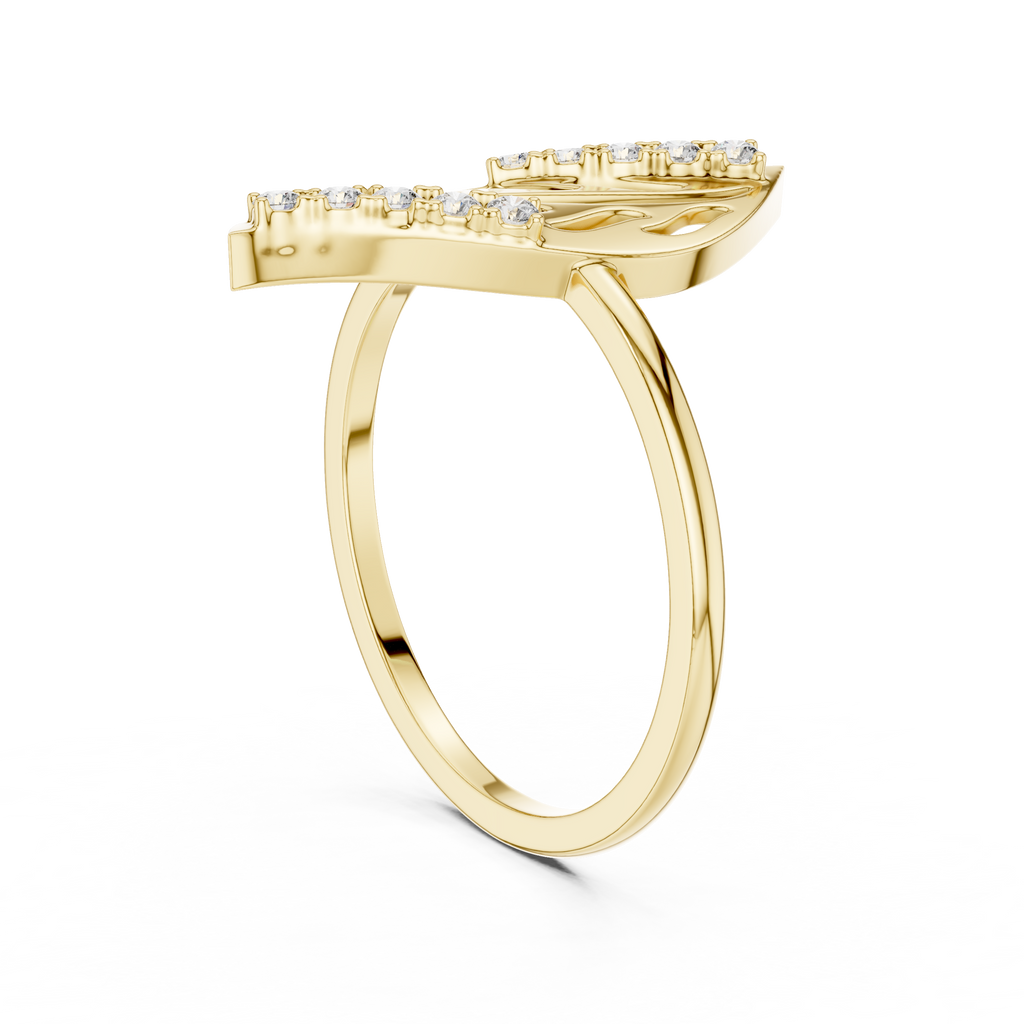 Sculpted Leaf Lab Grown Diamond Ring for Women